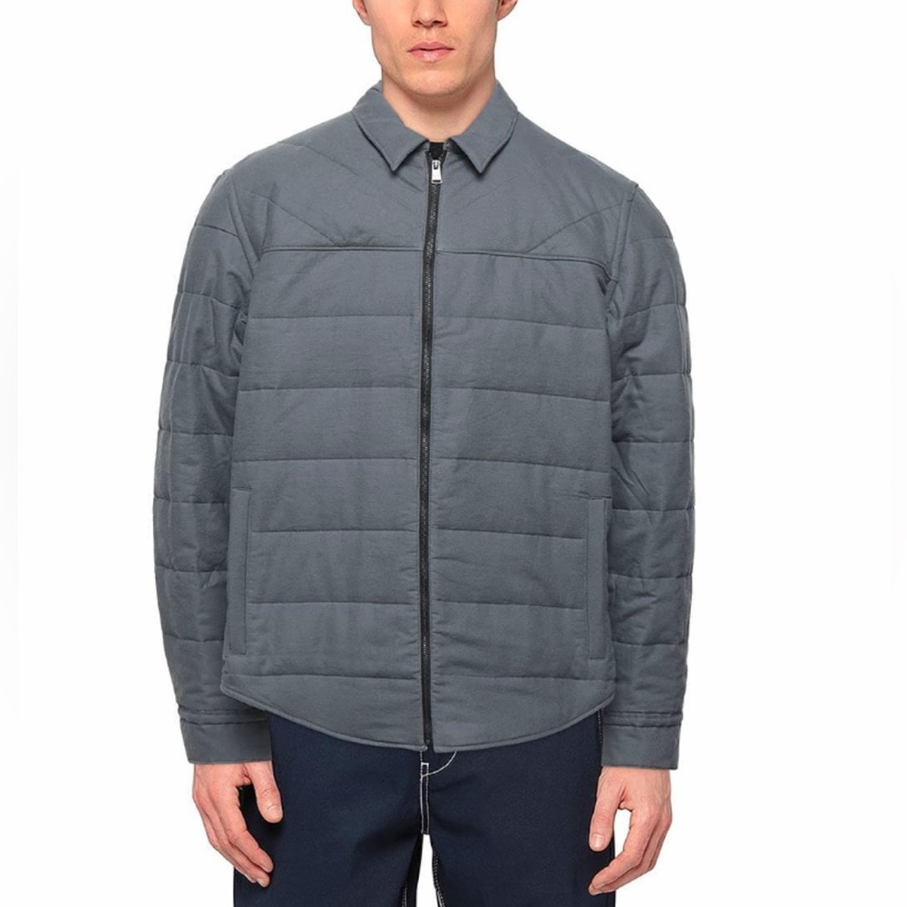 BOSS Hugo Boss Men’s Gray Cotton Flannel Quilted Jacket S NWT